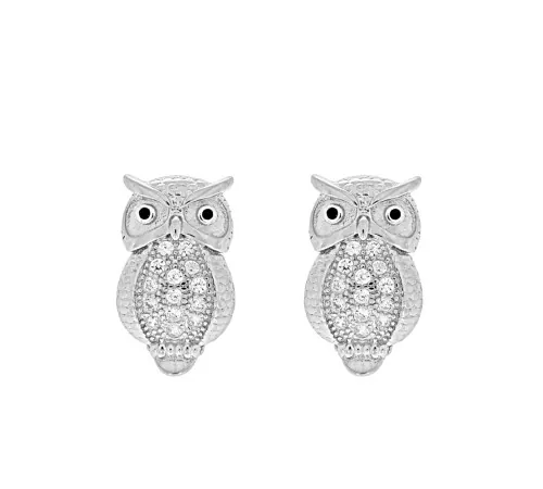 Srebrne Kolczyki Sowy Z...