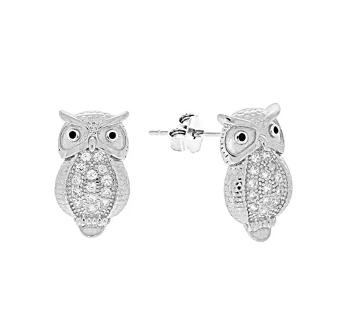 Srebrne Kolczyki Sowy Z...
