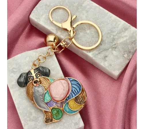 Brelok Yvon Gold Kolorowy Pies