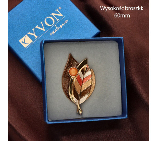 Broszka Yvon Gold Brązowe...