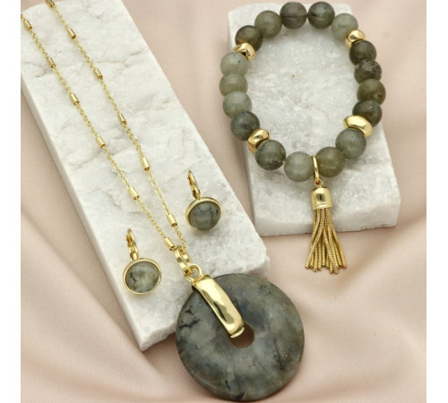 Kolczyki Yvon Gold Labradoryt