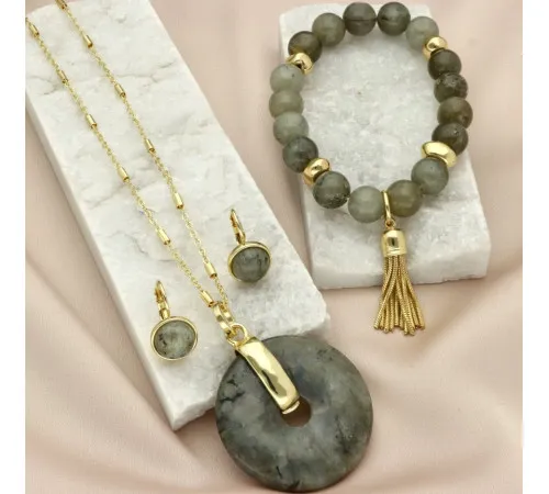 Kolczyki Yvon Gold Labradoryt