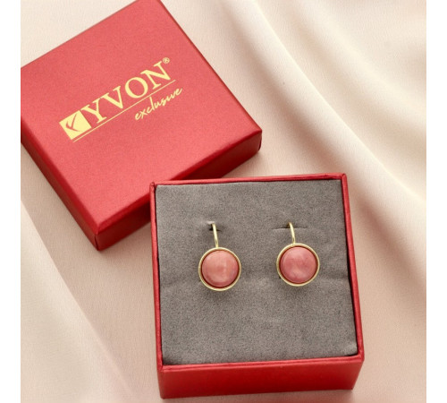 Kolczyki Yvon Gold Z Rodonitem