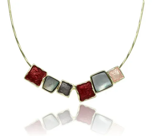 Naszyjnik Yvon Gold Mosaic Red